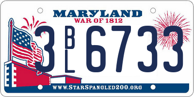 MD license plate 3BL6733