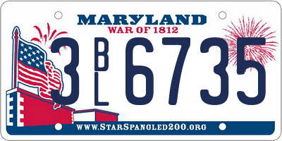MD license plate 3BL6735
