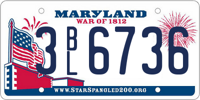 MD license plate 3BL6736