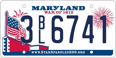 MD license plate 3BL6741