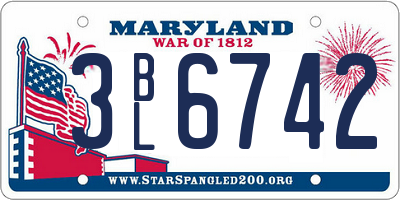 MD license plate 3BL6742
