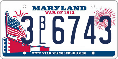 MD license plate 3BL6743