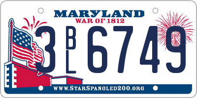 MD license plate 3BL6749