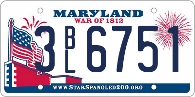 MD license plate 3BL6751