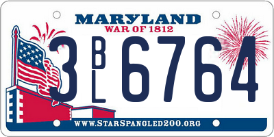 MD license plate 3BL6764