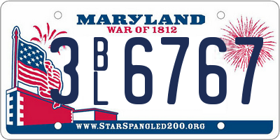 MD license plate 3BL6767