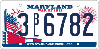 MD license plate 3BL6782