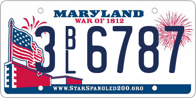 MD license plate 3BL6787