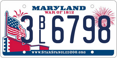 MD license plate 3BL6798