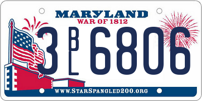 MD license plate 3BL6806