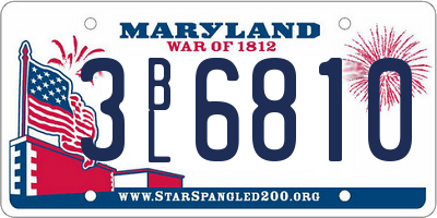 MD license plate 3BL6810