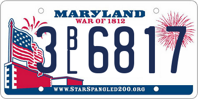 MD license plate 3BL6817
