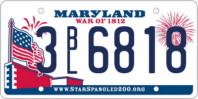 MD license plate 3BL6818