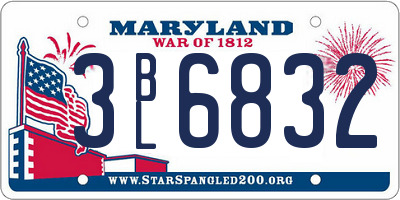 MD license plate 3BL6832