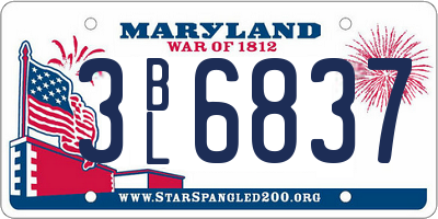 MD license plate 3BL6837