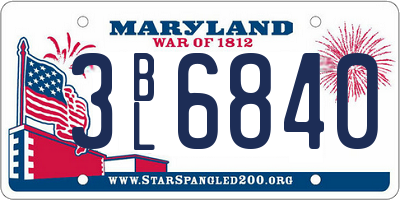 MD license plate 3BL6840