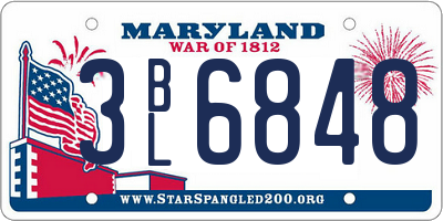 MD license plate 3BL6848