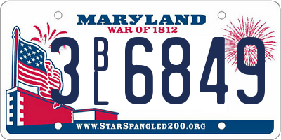 MD license plate 3BL6849