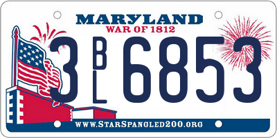 MD license plate 3BL6853