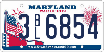 MD license plate 3BL6854
