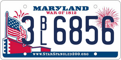 MD license plate 3BL6856