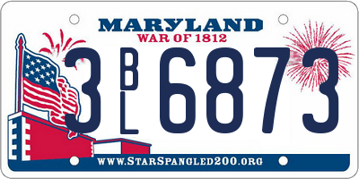MD license plate 3BL6873
