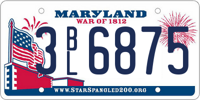 MD license plate 3BL6875
