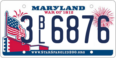 MD license plate 3BL6876