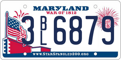 MD license plate 3BL6879