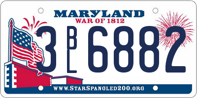 MD license plate 3BL6882