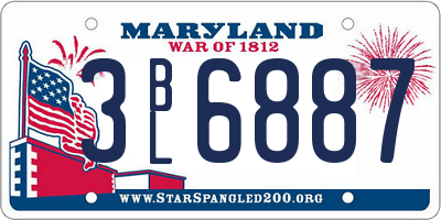 MD license plate 3BL6887