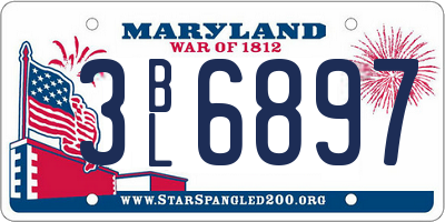 MD license plate 3BL6897