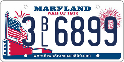 MD license plate 3BL6899