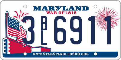 MD license plate 3BL6911
