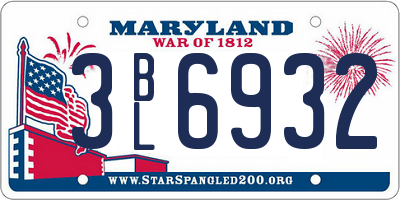 MD license plate 3BL6932