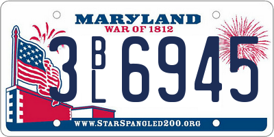 MD license plate 3BL6945