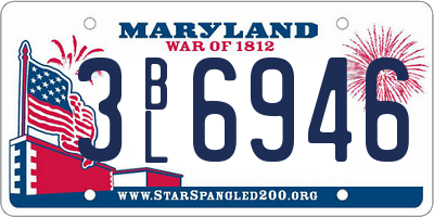 MD license plate 3BL6946