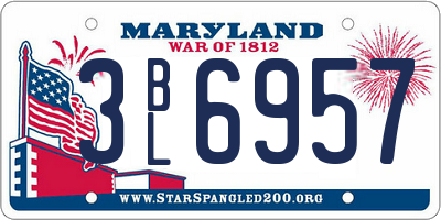 MD license plate 3BL6957