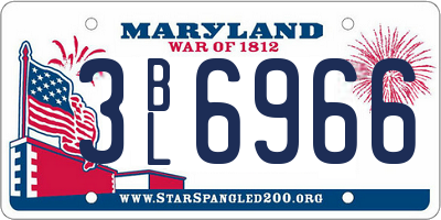 MD license plate 3BL6966