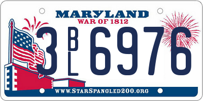 MD license plate 3BL6976