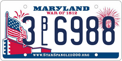 MD license plate 3BL6988