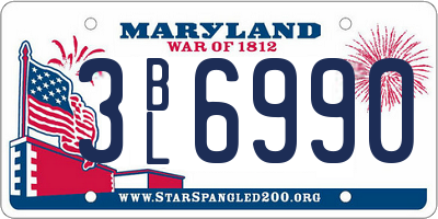 MD license plate 3BL6990