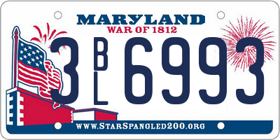 MD license plate 3BL6993