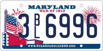 MD license plate 3BL6996