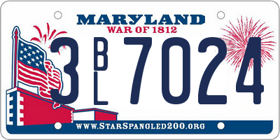 MD license plate 3BL7024
