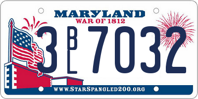 MD license plate 3BL7032