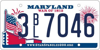 MD license plate 3BL7046
