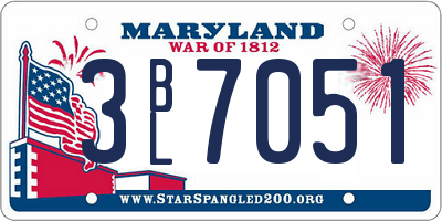 MD license plate 3BL7051