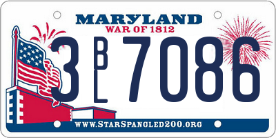 MD license plate 3BL7086