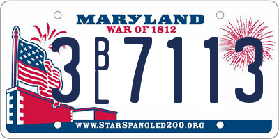 MD license plate 3BL7113